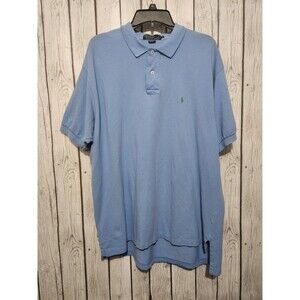 Vtg Ralph Lauren Polo Shirt Mens XL Sky Blue Pony Logo Short Sleeve Collared
